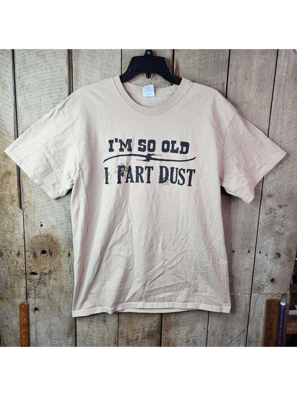 I'm So Old I Fart Dust Funny Graphic T-Shirt Men's Large Port & Company